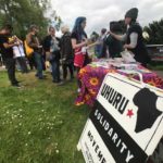 Crowds gather at Seattle's Judkins Park for May Day 2018. (Mike Lewis, KIRO Radio)