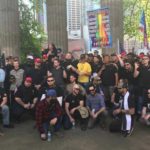 Conservative groups Patriot Prayer and the Proud Boys at May Day 2018 in Seattle. (Hanna Scott, KIRO Radio)