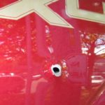 Bullet holes in a vehicle after a shooting on SR 509 near Sea-Tac Airport. (Washington State Patrol)