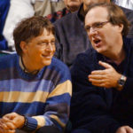 Paul Allen and Bill Gates courtside at the Blazers / Sonics in 2003. (AP)