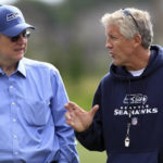 Paul Allen and Pete Carroll at Seahawks training camp in 2010. (AP)