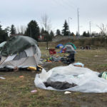 Homeless encampment in Seattle's Northgate neighborhood. (Tom Amato, KTTH)