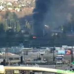 A bus is on fire in Seattle. (Seattle DOT)