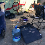 A recurrent encampment along the footpath to bf day elementary school and Hamilton Middle School.  (Find It, Fix It app)