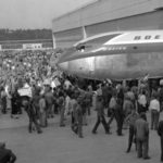 The rollout took place at 4:00 PM shift change on a Friday, allowing thousands of day-shift and swing-shift workers to take part in the festivities. (MOHAI)