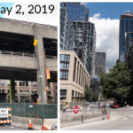 Shots of the Seattle waterfront mere weeks apart as the Alaskan Way Viaduct is removed. (WSDOT)