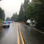 A crash between a car and a semi truck on SR 202 in Redmond killed one man July 16, 2019. (WSP)