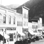 Leavenworth as it appeared circa 1940 when it was still a typical Cascade foothills town; photo taken on Front Street at approximately 9th Street, looking southwest. (Leavenworth Chamber of Commerce)