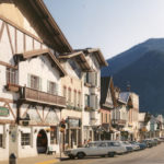 In this circa 1971 photo taken in roughly the same spot as the 1940 image, the transformation of Leavenworth into an ersatz Bavarian village is nearly complete. (Leavenworth Chamber of Commerce)