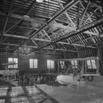 US Navy pilots are trained in the old hangar along the Montlake Cut during World War I. (MOHAI)