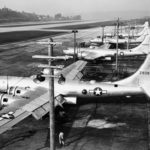 Boeing B-29 Superfortresses along the east side of the runway at what’s now Renton Municipal Airport. (The Boeing Company)