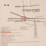 In the 1980s, a longtime resident made this map of what “Hartford Junction” once looked like; the site of the old depot is circled in red. (Lake Stevens Historical Society)