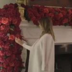 First Lady Melania Trump stands in front of the floral creation that she designed and that McCray helped make. (The White House) 