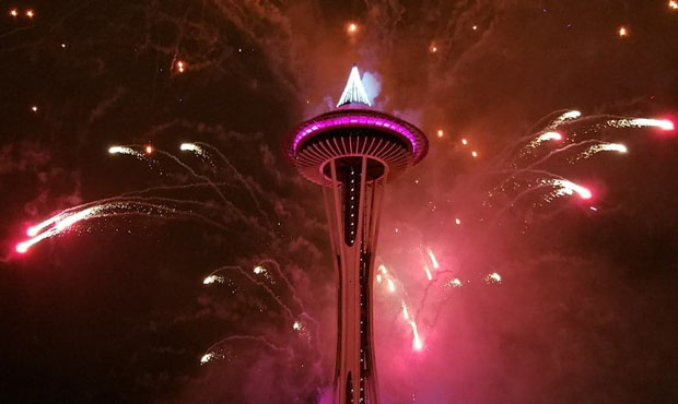 Space Needle fireworks, New Year's Eve, seattle baby...