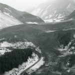 An aerial view of the January 1965 “Hope Slide” on BC Highway 3 in British Columbia. (B.C. Ministry of Transportation and Infrastructure)