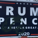 The defaced Trump campaign sign. (The Jason Rantz Show, KTTH)