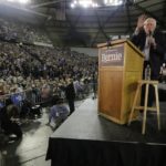 Democratic presidential candidate Sen. Bernie Sanders I-Vt., speaks at a campaign event in Tacoma, Wash., Monday, Feb. 17, 2020. (AP Photo/Ted S. Warren)