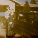 Tom King's high school friends Pat and Nancy pose with Tom's 1964 Ford Falcon, circa 1969, with which he often "cruised Colby" in Everett. (Tom King)