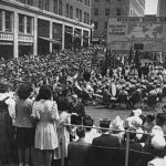 Patriotic events such as concerts and War Bond sales rallies were held at Victory Square during World War II. (MOHAI)