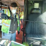 A King County Metro staff member is cleaning one of their buses during the Seattle coronavirus scare. (Source: King County Metro twitter)