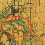 A topographic map from 1911 shows the three named sloughs of the Snohomish River between Everett and Marysville; highway bridges over the channels were still nearly 20 years in the future. (USGS Archives)