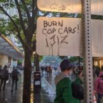 A peaceful protest in downtown Seattle on Saturday gave way to violence and destruction. (KIRO Radio, Hanna Scott)