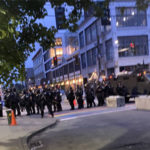 Seattle police arrived at the CHOP around 5 a.m. Wednesday (Hanna Scott, KIRO Radio)