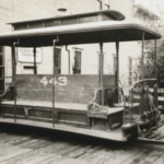 An original 1988 Yesler Cable Car, parked at Leschi, circa 1937. (Smithsonian Institution)