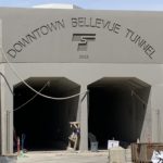 The tunnel entry northbound of the light rail through downtown Bellevue. (KIRO Radio/Chris Sullivan)