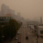 SEATTLE, WA - SEPTEMBER 12:  Smoke from wildfires fills the air along Alaskan Way on September 12, 2020 in Seattle, Washington. According to the National Weather Service, the air quality in Seattle remained at "unhealthy" levels Saturday after a large smoke cloud from wildfires on the West Coast settled over the area. (Photo by Lindsey Wasson/Getty Images)