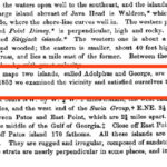 In 1853, American coastal surveyor George Davidson couldn't find any trace of Adolphus Island or Gordon Island where Wilkes' chart depicted them; however, Davidson's account wasn't published until 1858. (NOAA Archives)