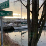 If there’s anything left of the old Stone Avenue Bridge, it’s not easily found; SDOT says old pilings may remain in the muddy bottom of Lake Union. (Feliks Banel/KIRO Radio)