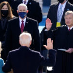 WASHINGTON, DC - JANUARY 20:  Joe Biden is sworn in as U.S. President by U.S. Supreme Court Chief Justice John G. Roberts during his inauguration on the West Front of the U.S. Capitol on January 20, 2021 in Washington, DC.  During today's inauguration ceremony Joe Biden becomes the 46th president of the United States. (Photo by Drew Angerer/Getty Images)