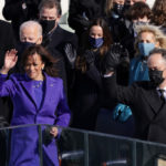 WASHINGTON, DC - JANUARY 20: Vice President Kamala Harris reacts after being sworn in during the inauguration of U.S. President-elect Joe Biden on the West Front of the U.S. Capitol on January 20, 2021 in Washington, DC.  During today's inauguration ceremony Joe Biden becomes the 46th president of the United States. (Photo by Alex Wong/Getty Images)