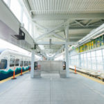 Trains being tested at the newly-completed elevated Northgate Link station. (Sound Transit)