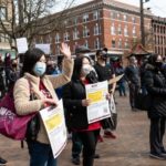 Rally and march at Hing Hay Park in Seattle’s Chinatown/International District in Seattle, WA on March 13, 2021. (Rod Mar)