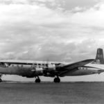 Another image of Northwest Airlines DC-7C N285, which landed on the water off the coast of Alaska on October 22, 1962. Photo is believed to have been taken at Minneapolis-St. Paul airport in 1959. (Northwest Airlines History Center Museum)