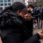 MINNEAPOLIS, MN - APRIL 20: Patricia Kugmeh reacts after the verdict was read in the Derek Chauvin trial on April 20, 2021 In Minneapolis, Minnesota. Former police officer Derek Chauvin was on trial on second-degree murder, third-degree murder and second-degree manslaughter charges in the death of George Floyd May 25, 2020.  After video was released of then-officer Chauvin kneeling on Floyds neck for nine minutes and twenty-nine seconds, protests broke out across the U.S. and around the world. The jury found Chauvin guilty on all three charges.  (Photo by Stephen Maturen/Getty Images)