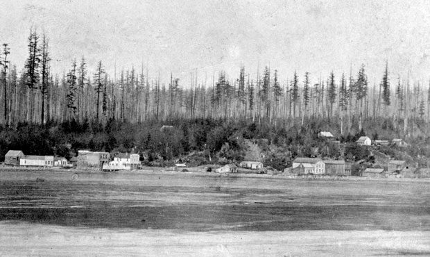 The earliest known image of what's now Bellingham -- the community of Whatcom, as it appeared in 18...