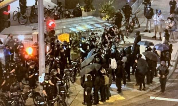 People in downtown Bellevue Tuesday night. (Bellevue Police)...