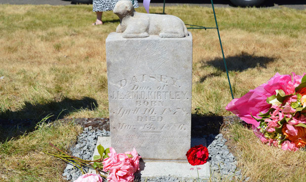 The 1886 headstone was discovered in 2020 near Bonney Lake. (Courtesy Shane Riley)...