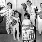 The famous Block kids -- from left to right, Jonathan, Kenan, Susanna, Adam and Daniel -- are seen celebrating the METRO election victory in September 1958 in a previously "missing" photo. (Courtesy Kenan Block)