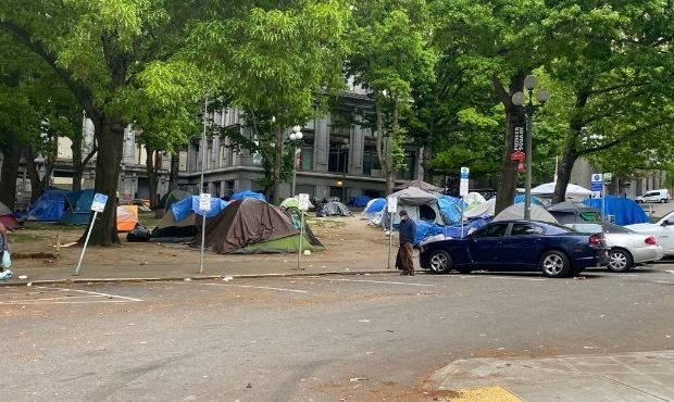 Seattle, city hall park, homeless, King County Courthouse...