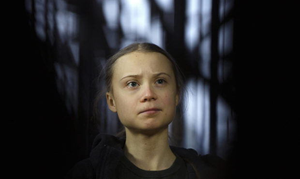 FILE - In this March 5, 2020 file photo, Swedish climate activist Greta Thunberg speaks with the me...