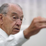 
              In this June 30, 2021, photo Sen. Chuck Grassley, R-Iowa, speaks during a meeting with employees at Professional Computer Solution, in Denison, Iowa. (AP Photo/Charlie Neibergall)
            