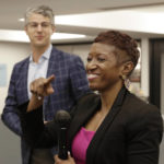 
              Veteran journalist Katrice Hardy, right, has been appointed executive editor of The Dallas Morning News, Wednesday, July 21, 2021, in Dallas, Texas. Hardy will take up her duties next month after serving for 16 months as editor of the Indianapolis Star, which won this year's Pulitzer Prize for national reporting. She also was Midwest editor for the USA Today Network. (Irwin Thompson/The Dallas Morning News via AP)
            