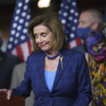 
              Speaker of the House Nancy Pelosi, D-Calif., and Democratic leaders discuss their legislative agenda, including voting rights, public health, and infrastructure, during a news conference at the Capitol in Washington, Friday, July 30, 2021. Hours before a nationwide eviction moratorium is set to expire, Pelosi is urging an extension in a longshot effort to prevent millions of Americans of being forced from their homes during a COVID-19 surge. (AP Photo/J. Scott Applewhite)
            