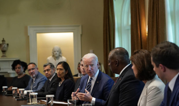 President Joe Biden holds a meeting with his Cabinet in the Cabinet Room at the White House in Wash...