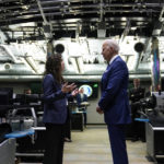 
              President Joe Biden talks with National Counterterrorism Center Director Christy Abizaid during a visit to the Office of the Director of National Intelligence in McLean, Va., Tuesday, July 27, 2021. This is Biden's first visit to an agency of the U.S. intelligence community. (AP Photo/Susan Walsh)
            