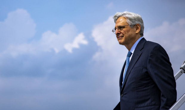 Attorney General Merrick Garland arrives at Midway International Airport in Chicago, Thursday, July...